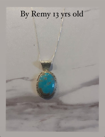 Kingman Turquoise Pendant by Remy 13yrs