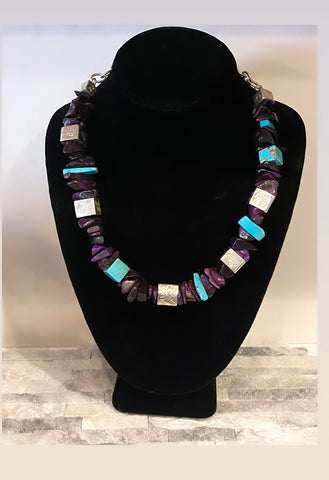 Amazing Sugilite & Turquoise Necklace