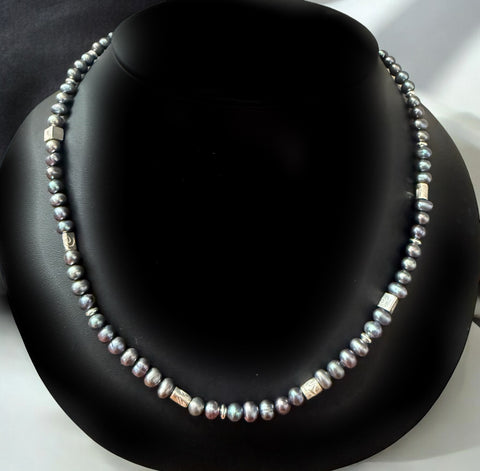 Fresh Water Pearl & Sterling Silver Necklace
