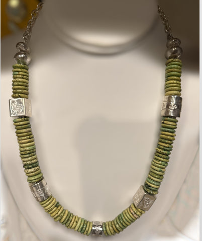 Gaspeite & Sterling Silver Necklace