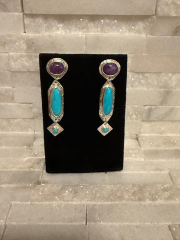 Sugilite & Turquoise Dangles