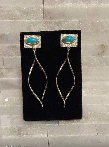SOLD Long Turquoise Swirl Dangles