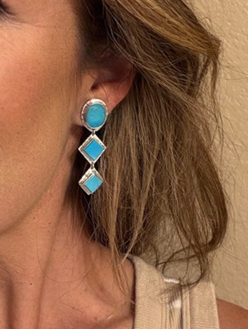 Incredible Kingman Turquoise 3 Piece Dangle