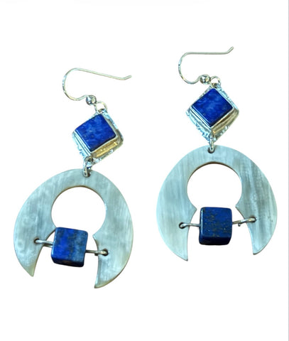 Buffalo Horn and Lapis Dangles