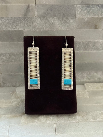 Porcupine Quill & Kingman Turquoise Dangles