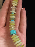 Amazing Serpentine  Kingman Turquoise & Sterling Silver Statement Necklace