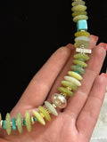 Amazing Serpentine  Kingman Turquoise & Sterling Silver Statement Necklace