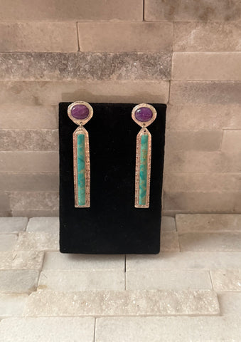 Turquoise & Purple Sugilite Dangles
