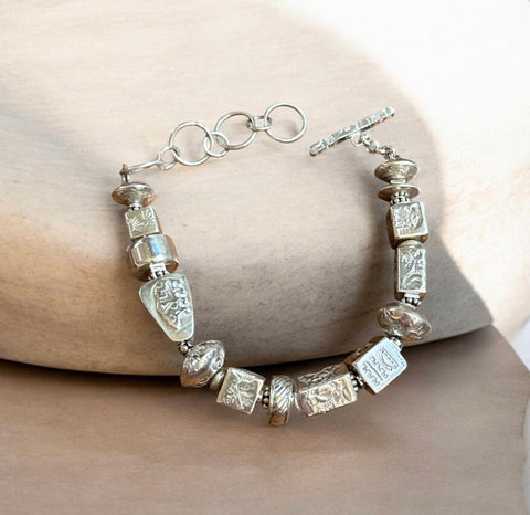 Handmade Sterling Silver Cube Bracelet