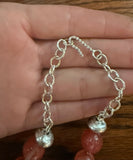 Rose Quartz & Handmade Sterling Silver Cubes