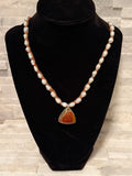 Agate Pearl & Leather Choket