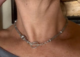 Gray Moonstone Faceted Beads & Sterling Silver Choker