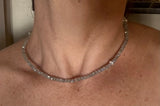 Gray Moonstone Faceted Beads & Sterling Silver Choker