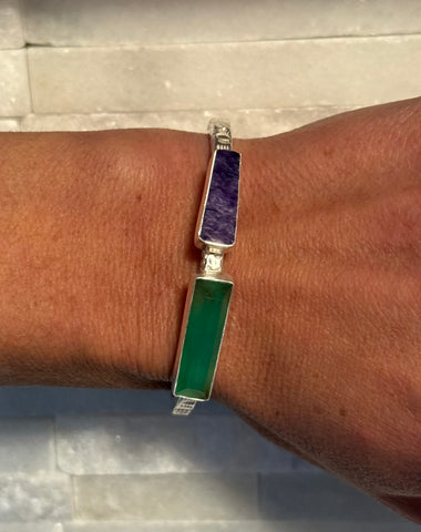 Chrysoprase and Charoite Cuff