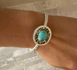Porcupine Quill Inlay Bracelet with Kingman Turquoise
