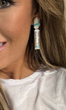 SOLD Porcupine Quill Inlay & Turquoise Long Dangles