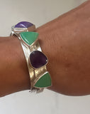 SOLD Chrysoprase Sugilite & Amethyst Cuff Bracelet