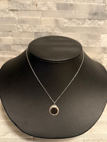 Black Druzy Quartz Pendant