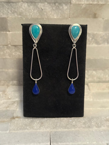Amazonite & Lapis Sterling Silver Dangles