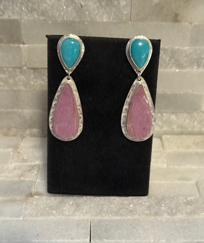 Amazonite & Phosphosiderite Long Dangles