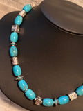 Turquoise & Sterling Silver Cube Necklace