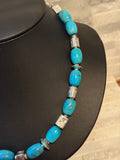 Turquoise & Sterling Silver Cube Necklace