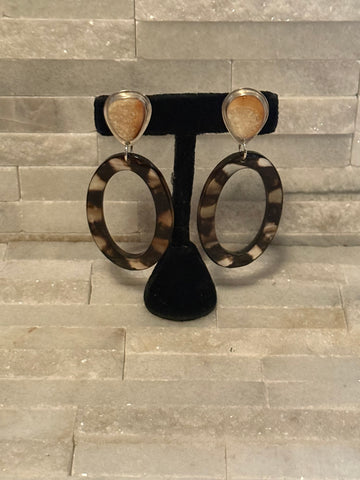Large Water Buffalo & Fossilized Walrus Tusk Dangles