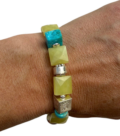 Lemon Jade , Turquoise & Sterling Silver Bracelet