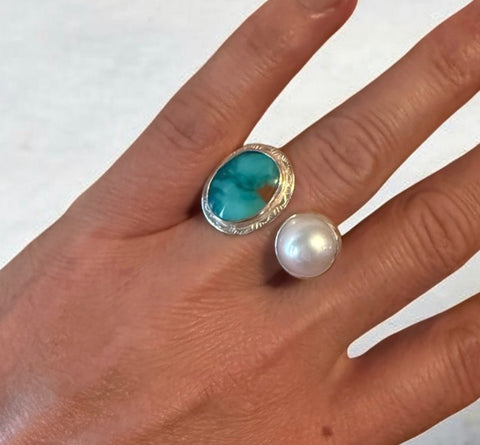 Tahitian Pearl & Kingman Turquoise