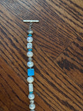 Fresh Water Pearls, Kingman Turquoise and Sterling Silver Bracelet