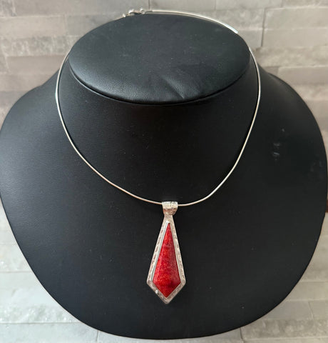 SOLD Red Spongy Corral Pendant