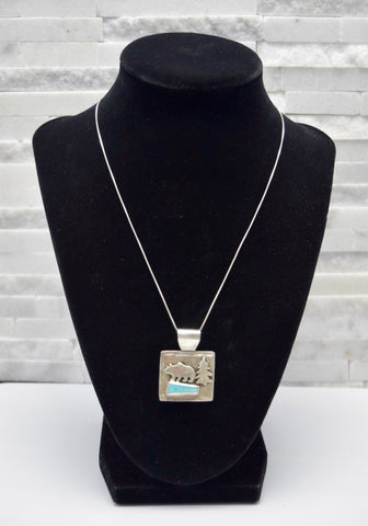 Bear & Turquoise Pendant