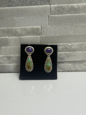 Amazing Sugilite & Turquoise Dangles