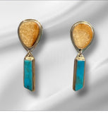 Fossilized Walrus Tusk & Kingman Turquoise