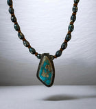Royston Turquoise & Peacock Pearls on Leather