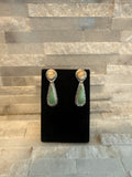 Fossilized Walrus Tusk & Rare Green Turquoise Dangles