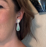Fossilized Walrus Tusk & Rare Green Turquoise Dangles