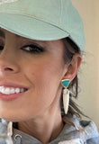 Carved Buffalo Bone & Kingman Turquoise Dangles