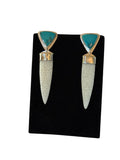 Carved Buffalo Bone & Kingman Turquoise Dangles