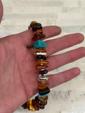 Amber Turquoise and Sterling Silver Necklace