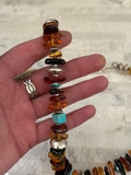 Amber Turquoise and Sterling Silver Necklace