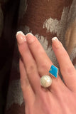 Adjustable Fresh Water Pearl & Kingman Turquoise