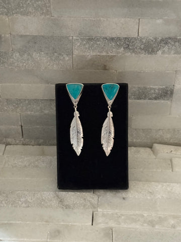 Feather & Turquoise Dangles