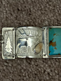 Beautiful Kingman Turquoise & Elk Ivory Link Bracelet