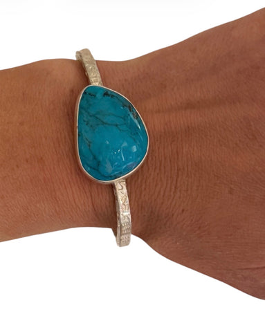 Contemporary Turquoise and Sterling Silver Cuff
