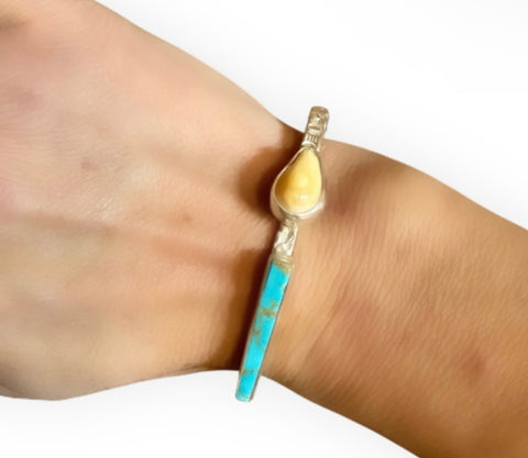 Elk Ivory & Turquoise Cuff
