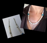 Fresh Water Pearl & Turquoise Cube Necklace